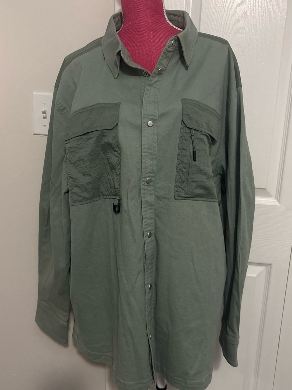 Bass Men's Military Field Shirt Jacket in Olive
